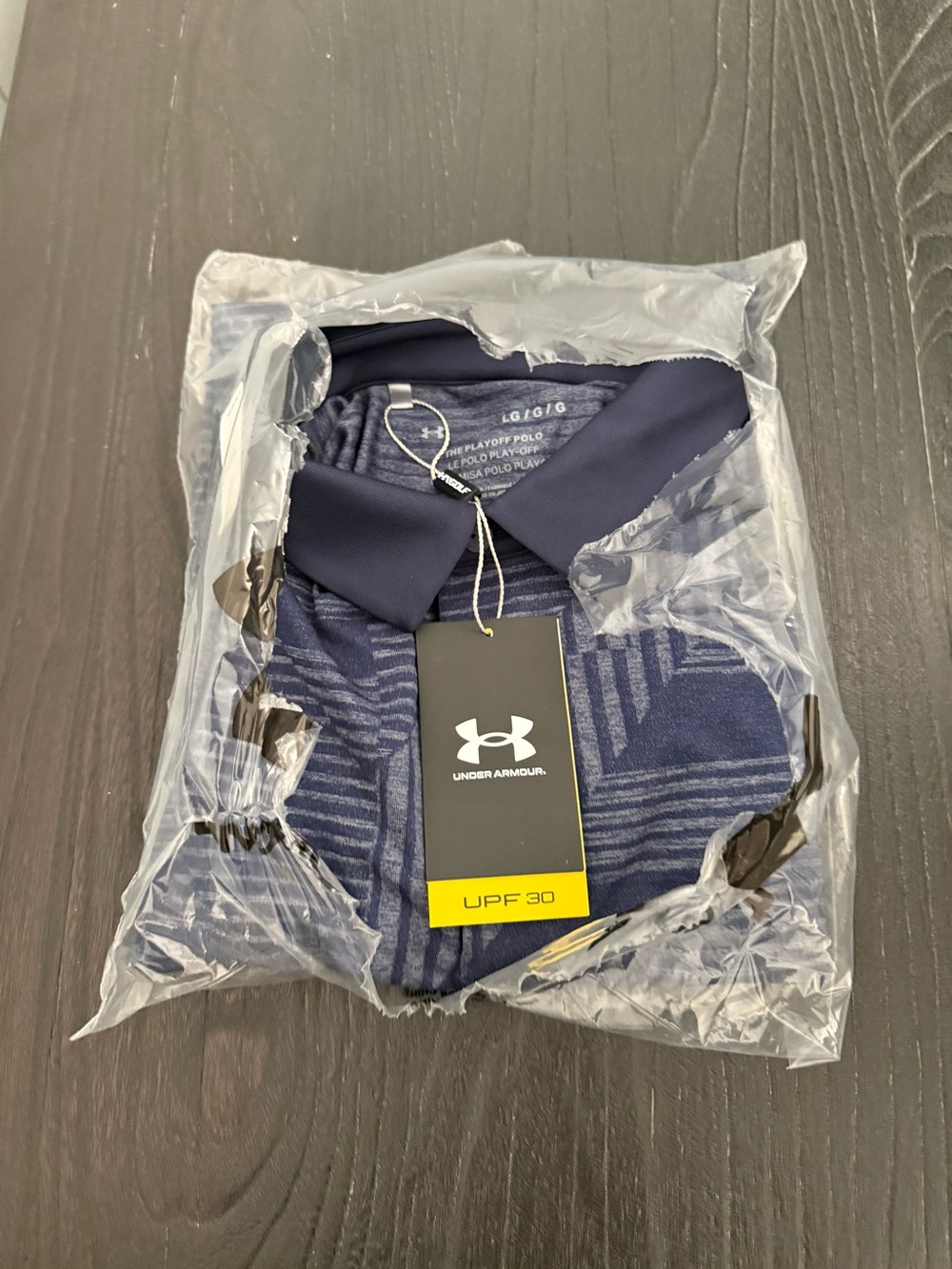 New Under Armour Golf Shirt Navy Patterned Polo size Large